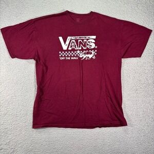 Vans California Republic T-Shirt Men's XXL Red Checkered  Off The Wall Logo s/s